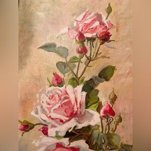 DENIA TARVIN Texas Artist Original Floral Roses On Board
